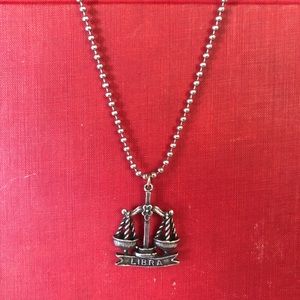 Vintage NOS Libra Zodiac Necklace Stainless 24”